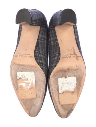 Manolo Blahnik Plaid Print Pumps