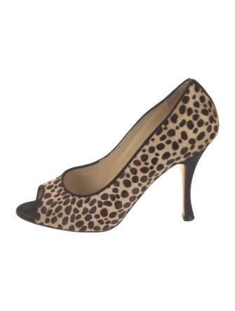 Manolo Blahnik Ponyhair Animal Print Sandals