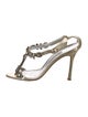 Manolo Blahnik Leather Crystal Embellishments T-Strap Sandals