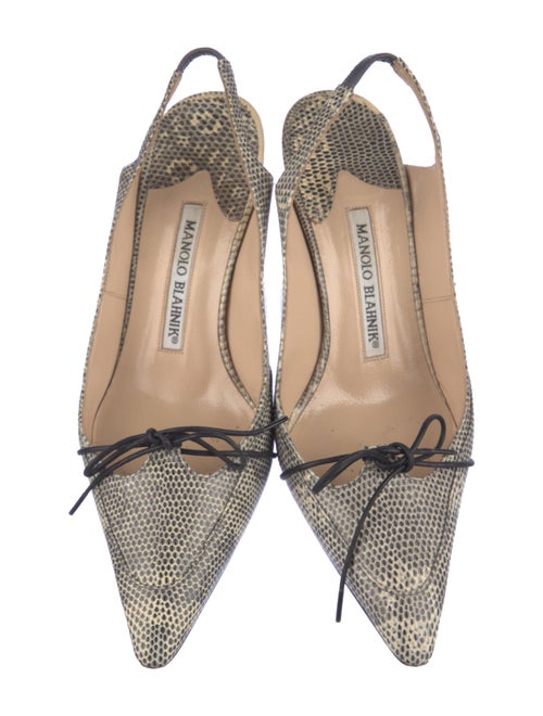 Manolo Blahnik Lizard Animal Print Slingback Pumps