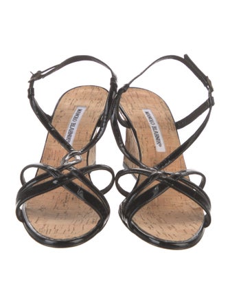 Manolo Blahnik Patent Leather Slingback Sandals