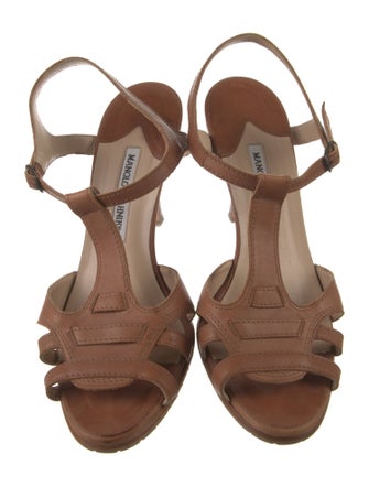 Manolo Blahnik Leather T-Strap Sandals