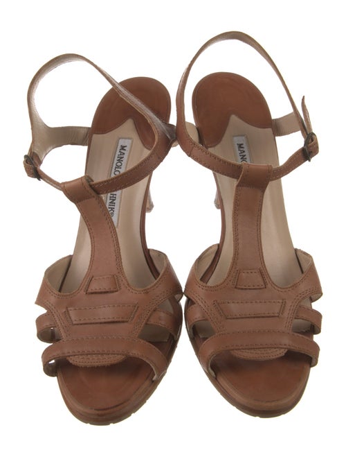 Manolo Blahnik Leather T-Strap Sandals