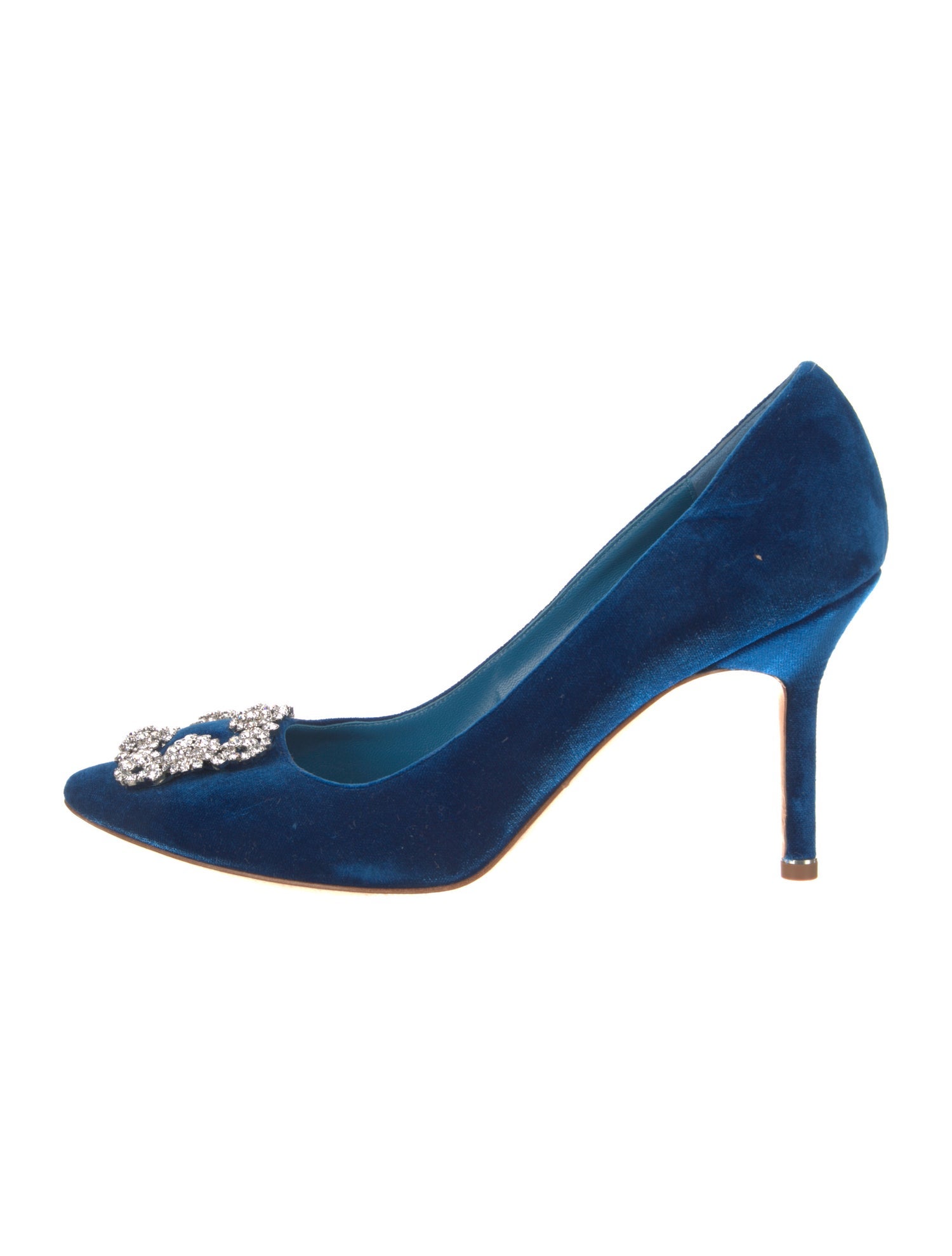 Manolo Blahnik Velvet Crystal Embellishments Pumps