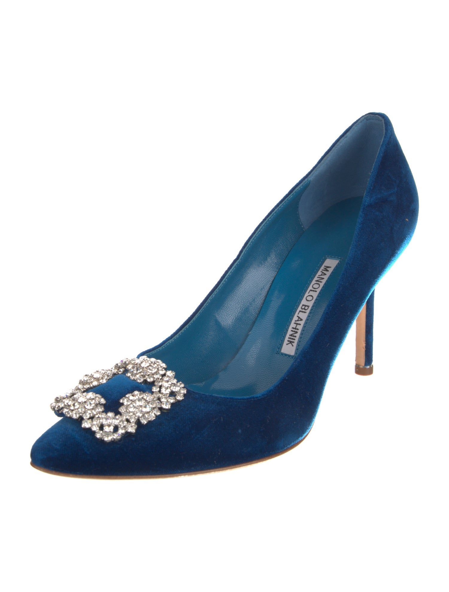 Manolo Blahnik Velvet Crystal Embellishments Pumps