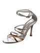 Manolo Blahnik Leather Colorblock Pattern Sandals