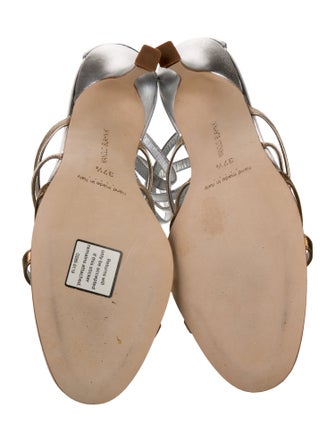 Manolo Blahnik Leather Colorblock Pattern Sandals