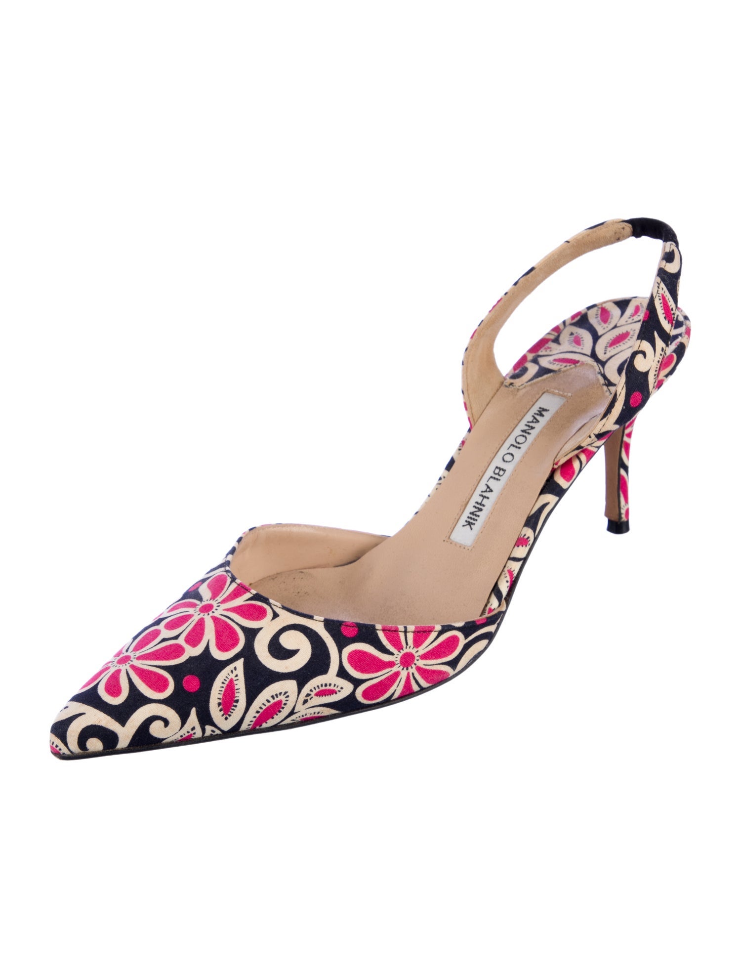 Manolo Blahnik Floral Print Slingback Pumps