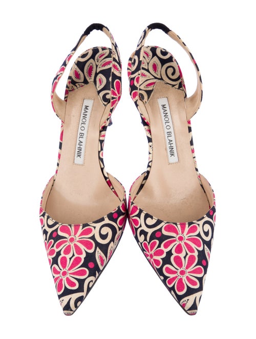 Manolo Blahnik Floral Print Slingback Pumps
