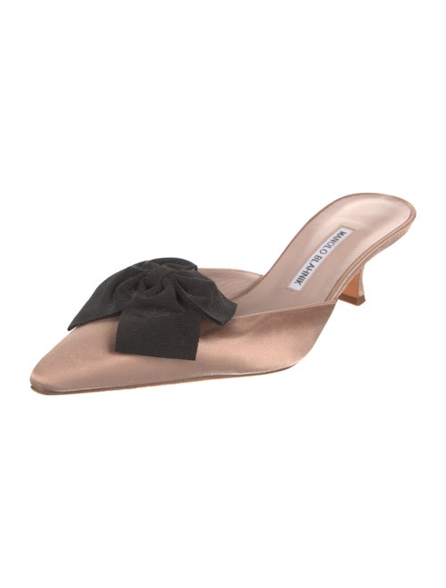 Manolo Blahnik Satin Bow Accents Mules