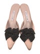 Manolo Blahnik Satin Bow Accents Mules