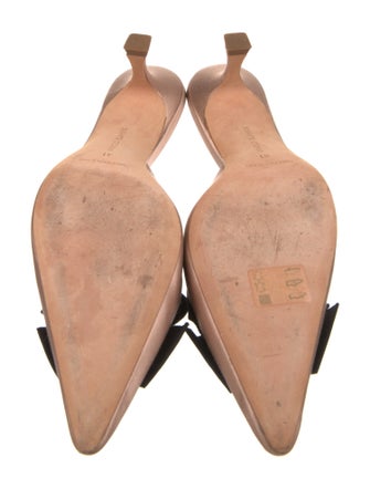 Manolo Blahnik Satin Bow Accents Mules