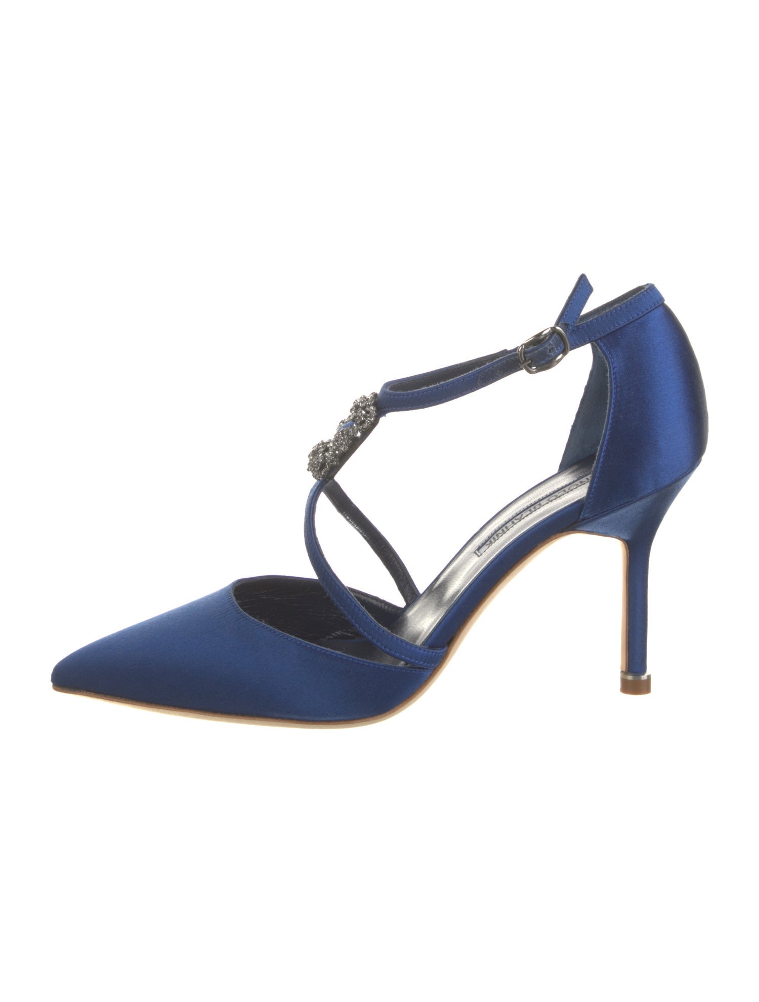 Manolo Blahnik Satin T-Strap Pumps