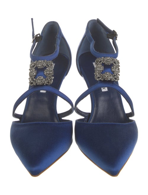 Manolo Blahnik Satin T-Strap Pumps