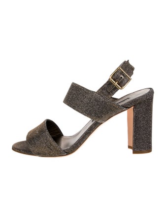 Manolo Blahnik Glitter Glitter Accents Slingback Sandals