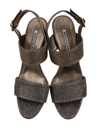 Manolo Blahnik Glitter Glitter Accents Slingback Sandals