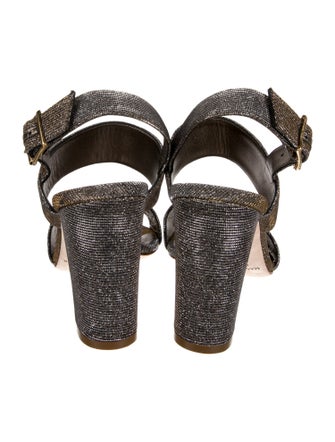Manolo Blahnik Glitter Glitter Accents Slingback Sandals