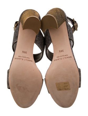 Manolo Blahnik Glitter Glitter Accents Slingback Sandals