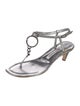 Manolo Blahnik Leather Chain-Link Accents T-Strap Sandals