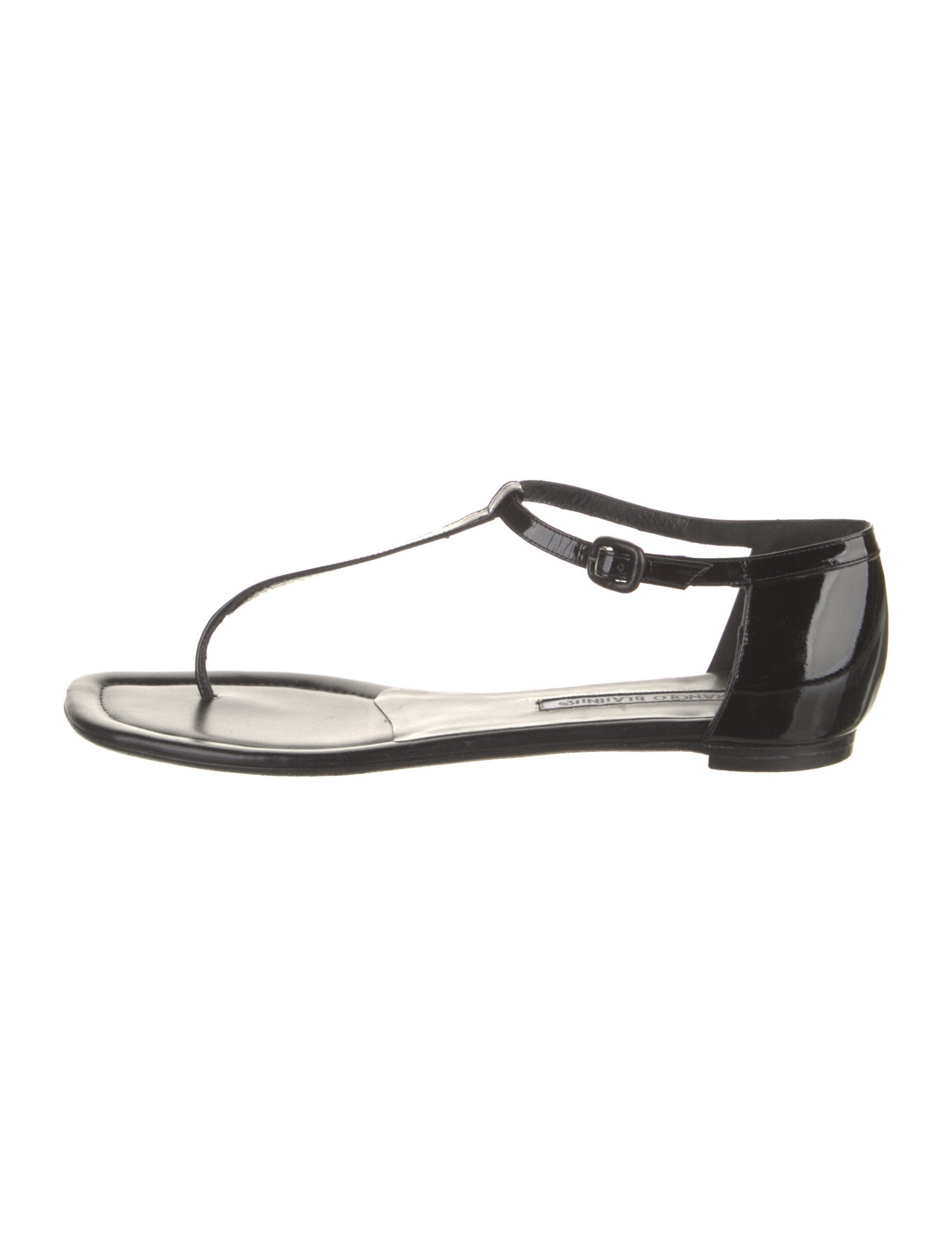 Manolo Blahnik Patent Leather T-Strap Sandals
