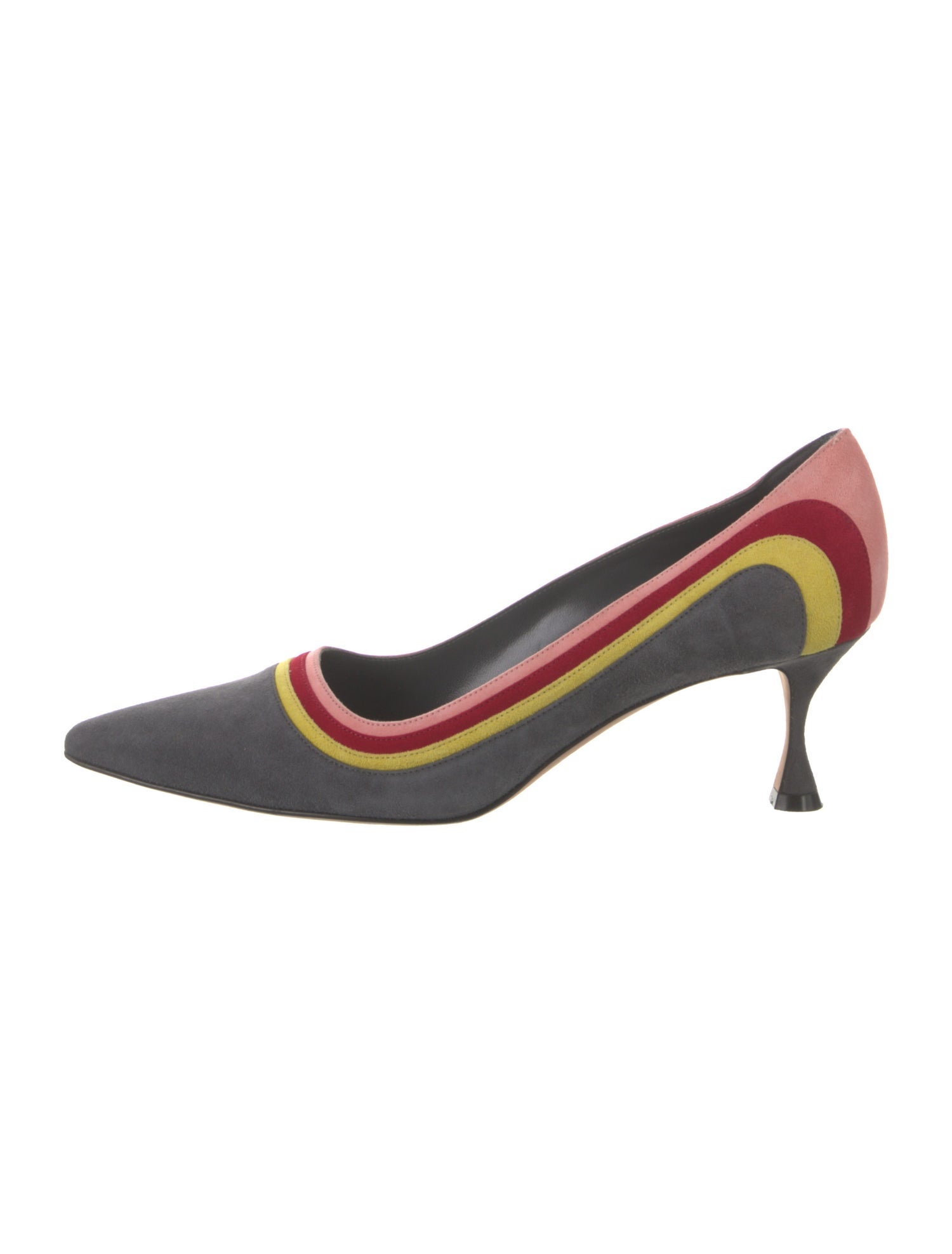 Manolo Blahnik Suede Striped Pumps