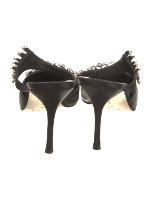 Manolo Blahnik Satin Crystal Embellishments Mules