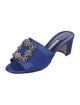 Manolo Blahnik Satin Crystal Embellishments Slides