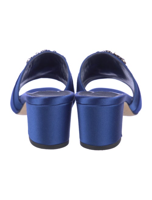 Manolo Blahnik Satin Crystal Embellishments Slides