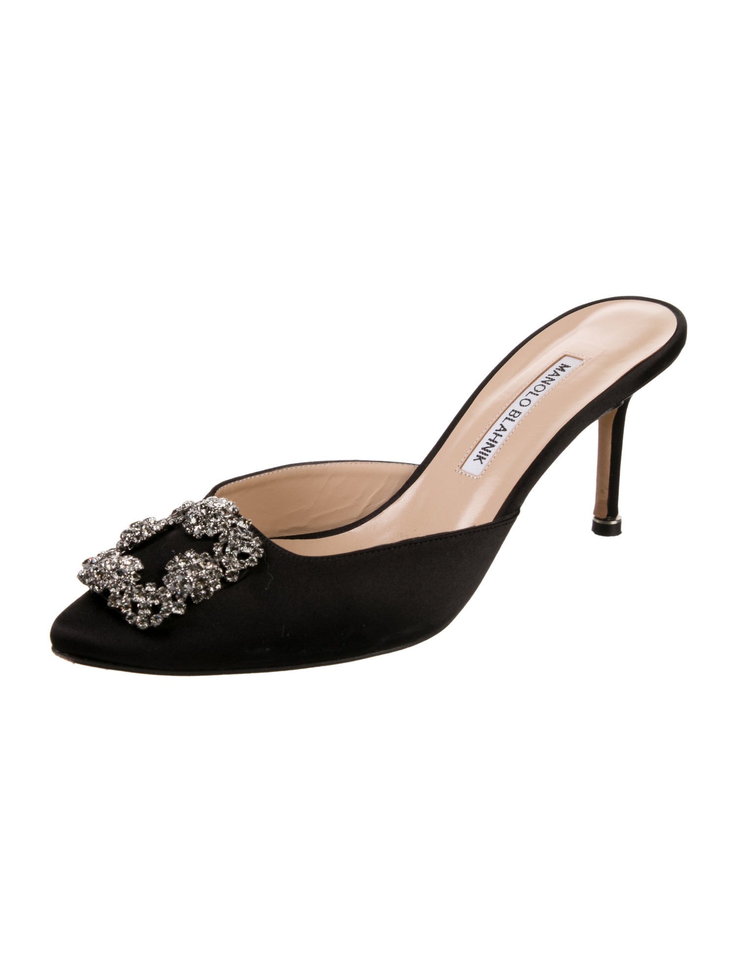 Manolo Blahnik Satin Bow Accents Slides