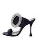 Manolo Blahnik Satin Crystal Embellishments Slides