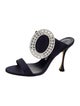 Manolo Blahnik Satin Crystal Embellishments Slides
