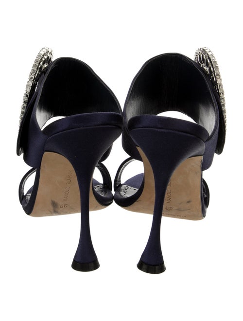 Manolo Blahnik Satin Crystal Embellishments Slides