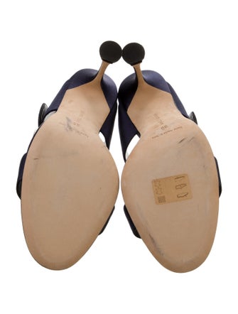 Manolo Blahnik Satin Crystal Embellishments Slides