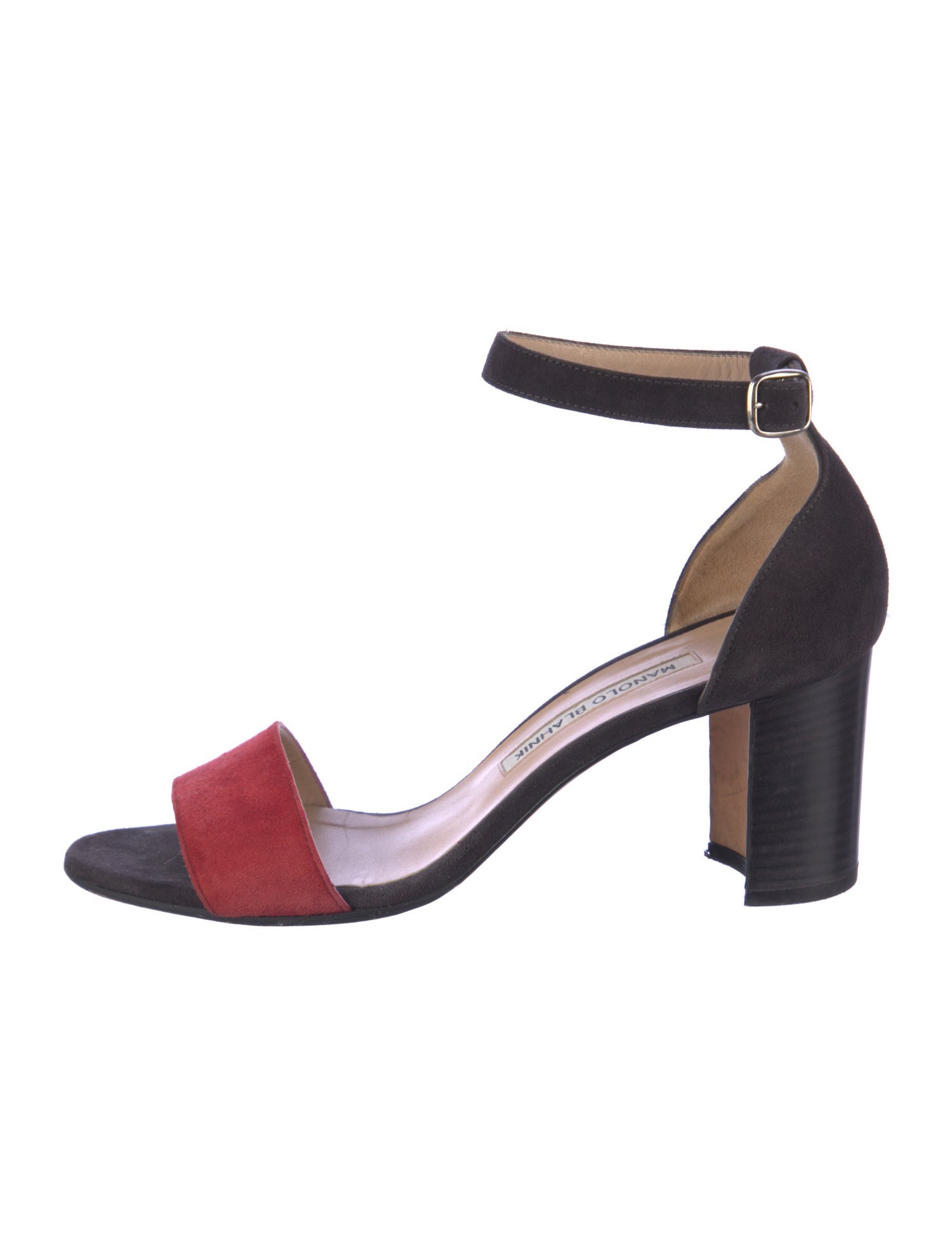 Manolo Blahnik Suede Colorblock Pattern Sandals