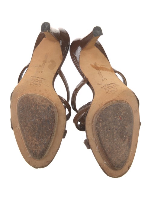 Manolo Blahnik Leather Crystal Embellishments Slides