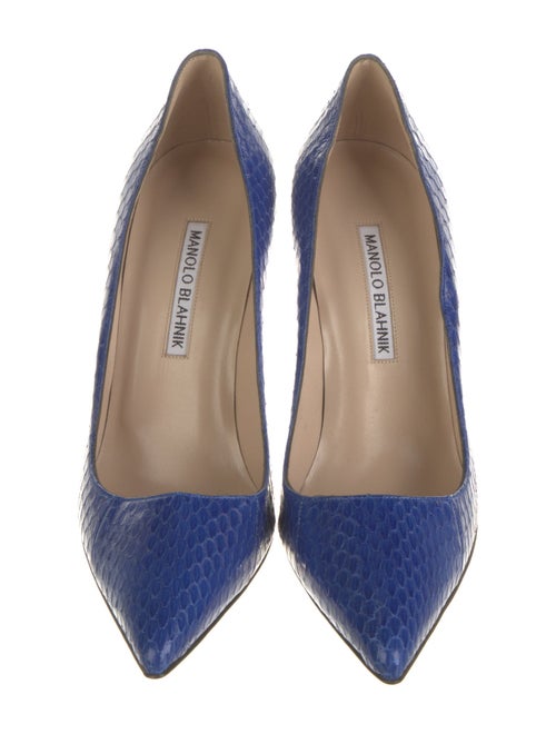 Manolo Blahnik Snakeskin Leather Trim Embellishment Pumps
