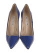 Manolo Blahnik Snakeskin Leather Trim Embellishment Pumps
