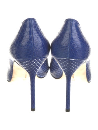 Manolo Blahnik Snakeskin Leather Trim Embellishment Pumps