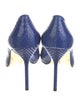 Manolo Blahnik Snakeskin Leather Trim Embellishment Pumps