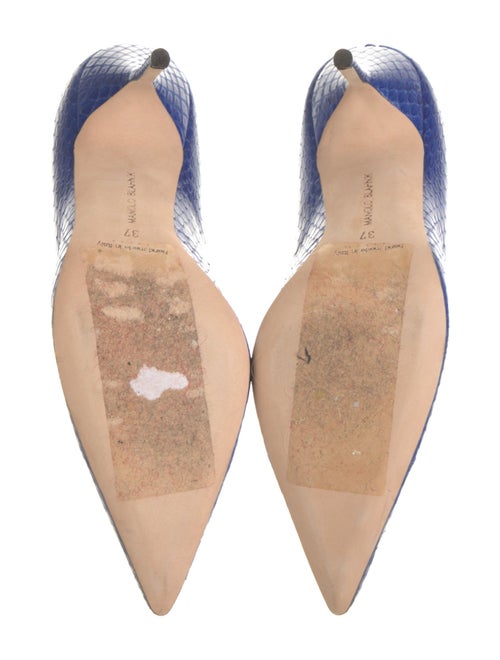 Manolo Blahnik Snakeskin Leather Trim Embellishment Pumps