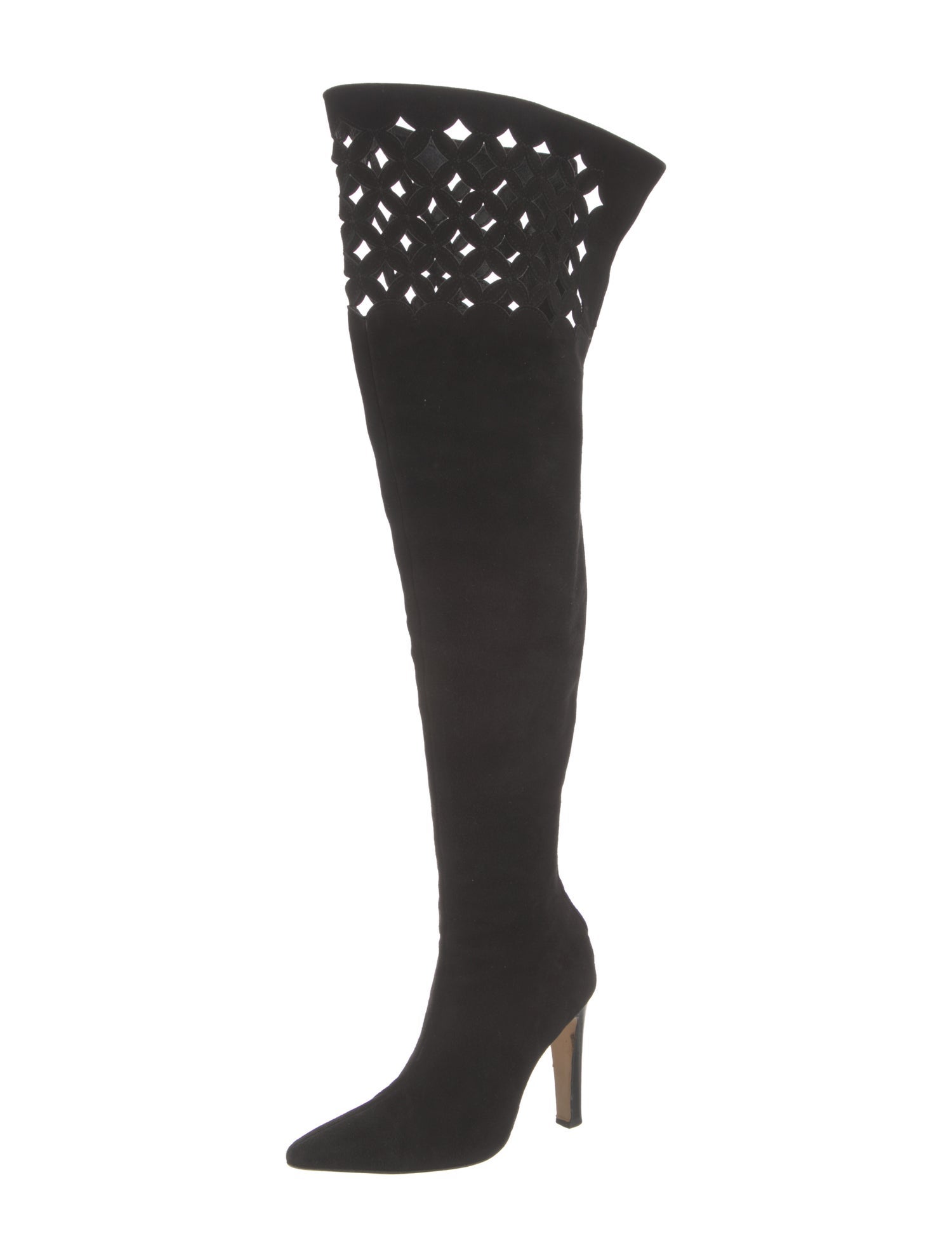 Manolo Blahnik Suede Lasercut Accents Boots