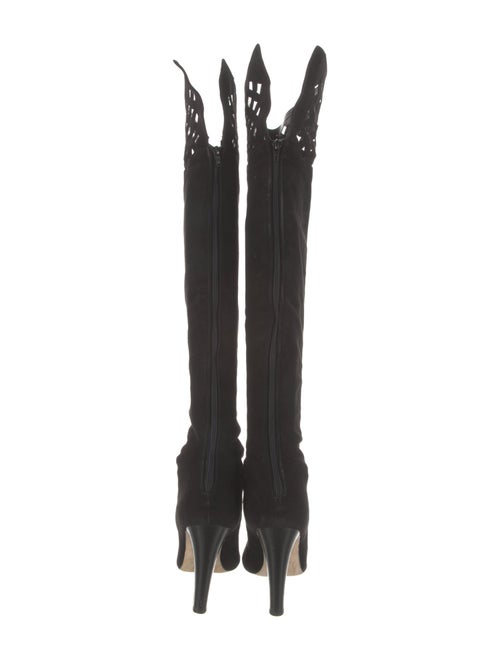 Manolo Blahnik Suede Lasercut Accents Boots