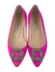 Manolo Blahnik Satin Crystal Embellishments Ballet Flats