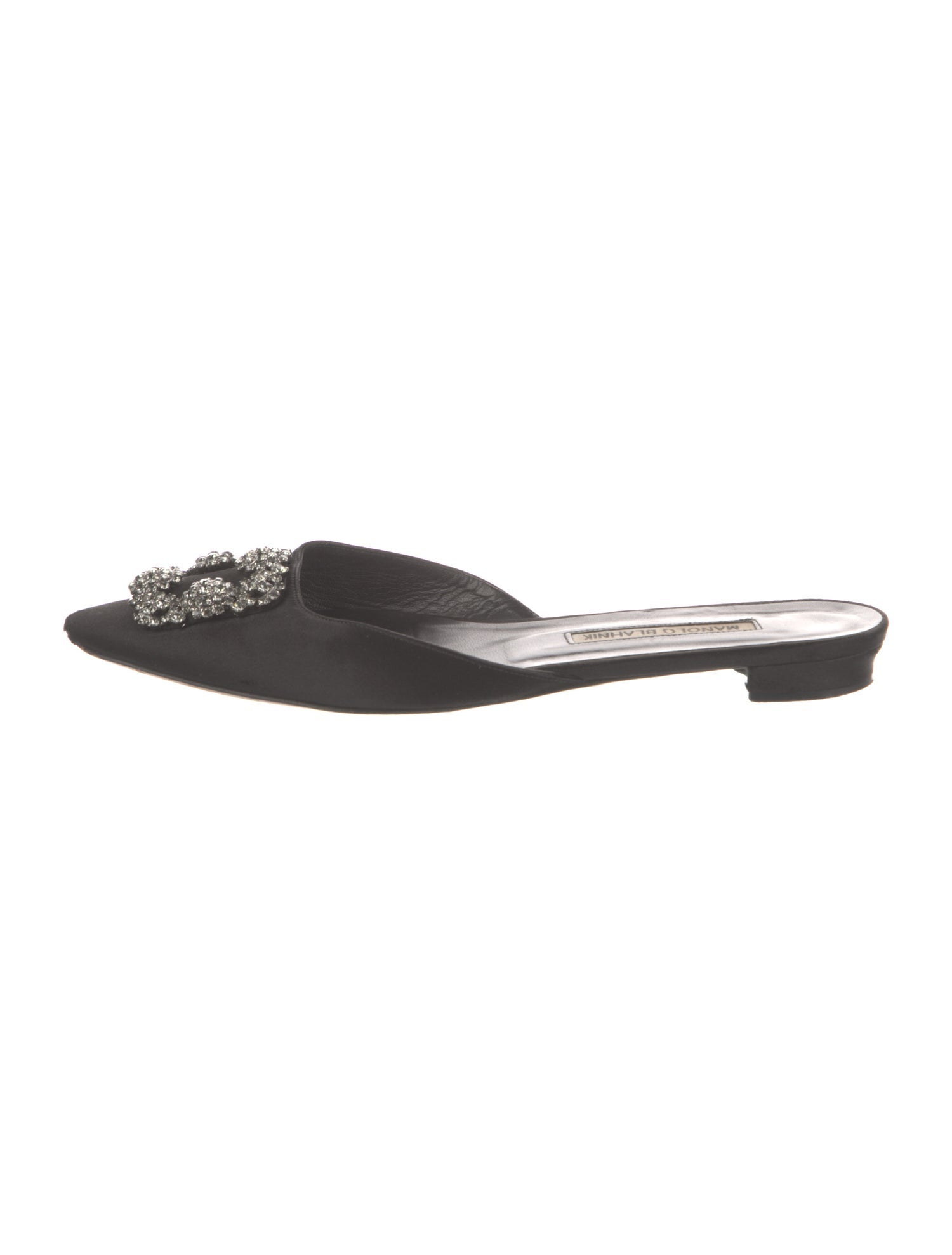 Manolo Blahnik Satin Crystal Embellishments Mules