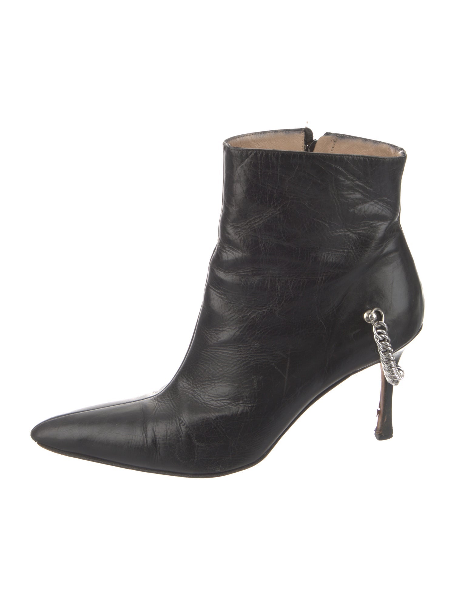 Manolo Blahnik Leather Chain-Link Accents Boots