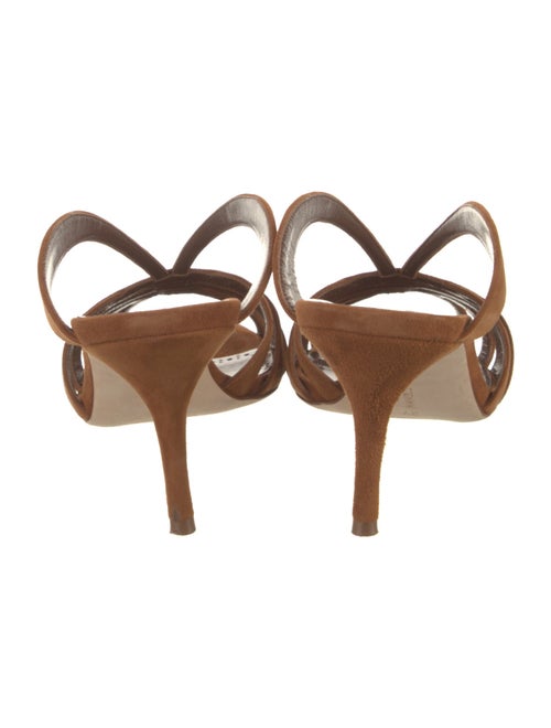 Manolo Blahnik Suede Leather Trim Embellishment Slides