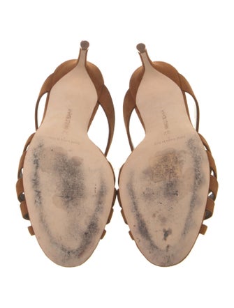 Manolo Blahnik Suede Leather Trim Embellishment Slides