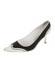 Manolo Blahnik Colorblock Pattern Leather Trim Embellishment Slingback Pumps