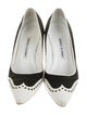 Manolo Blahnik Colorblock Pattern Leather Trim Embellishment Slingback Pumps