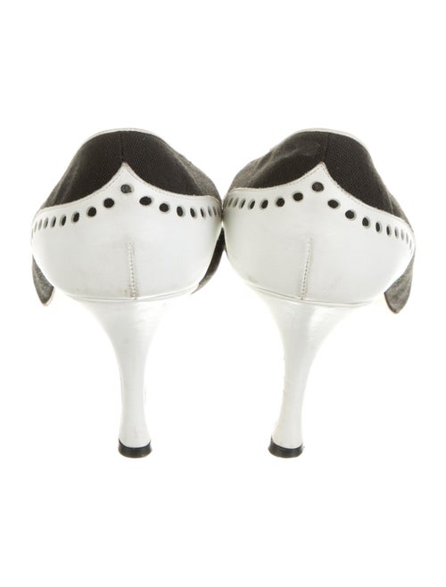 Manolo Blahnik Colorblock Pattern Leather Trim Embellishment Slingback Pumps